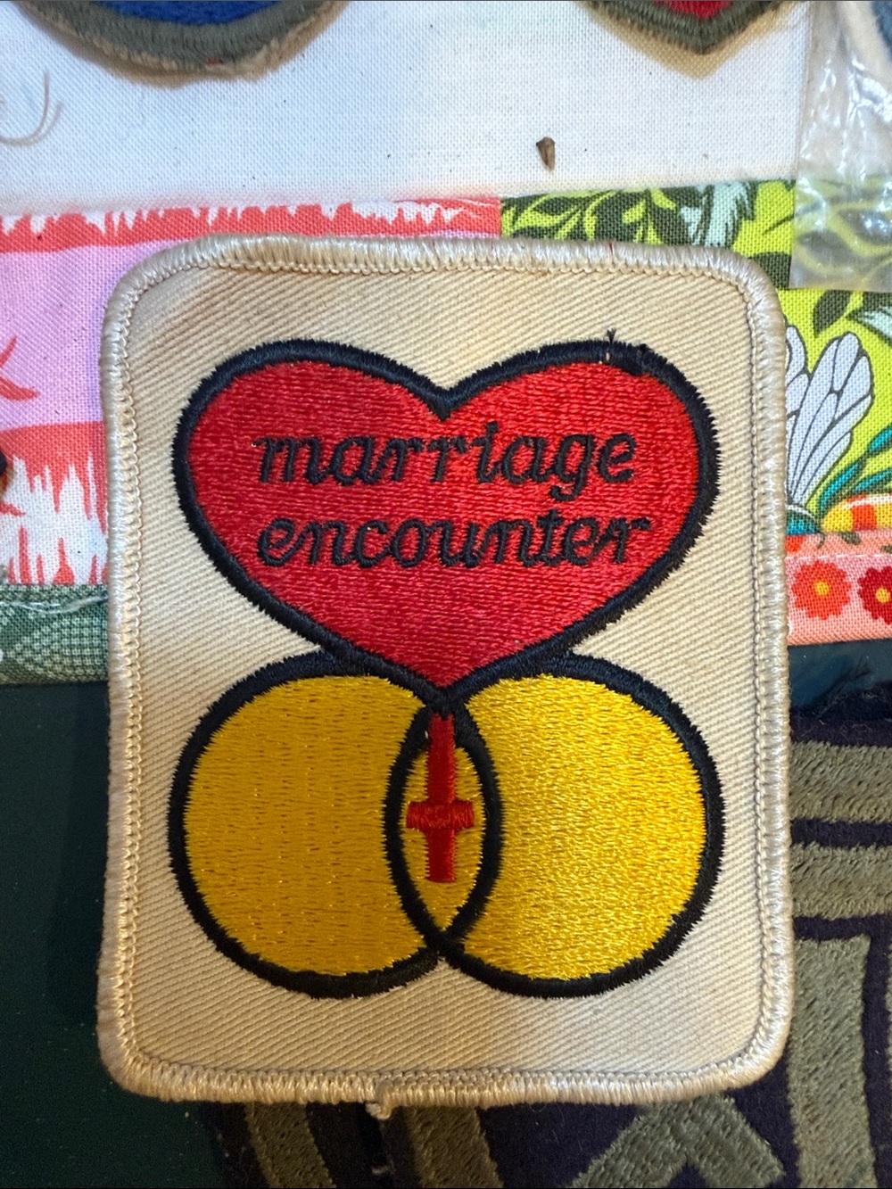 Marriage Encounter Vintage Embroidered Patch - Red & Yellow